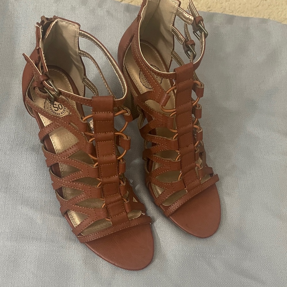 So Brown Strappy Sandals